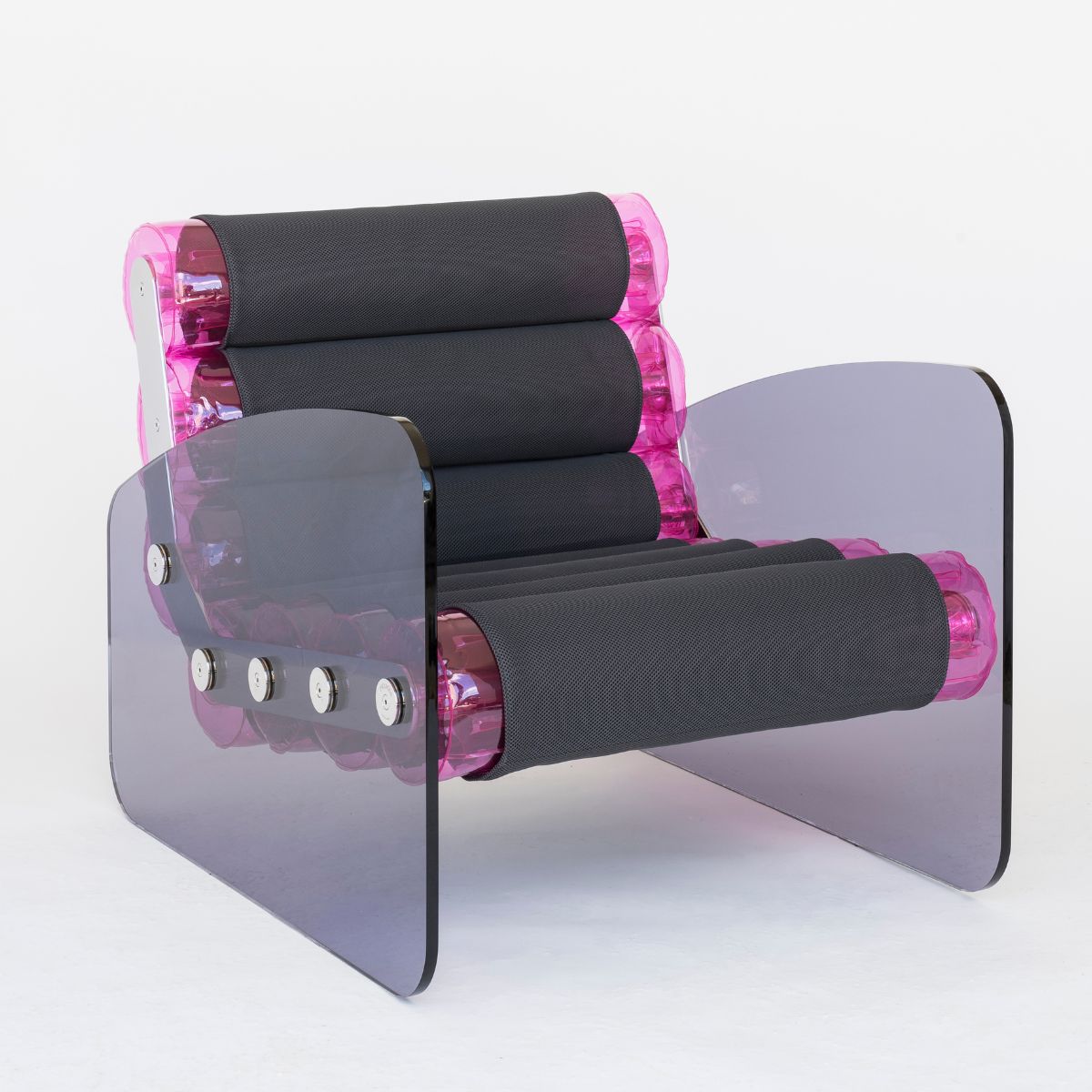 MW03 - Armchair with PMMA structure, pink and black