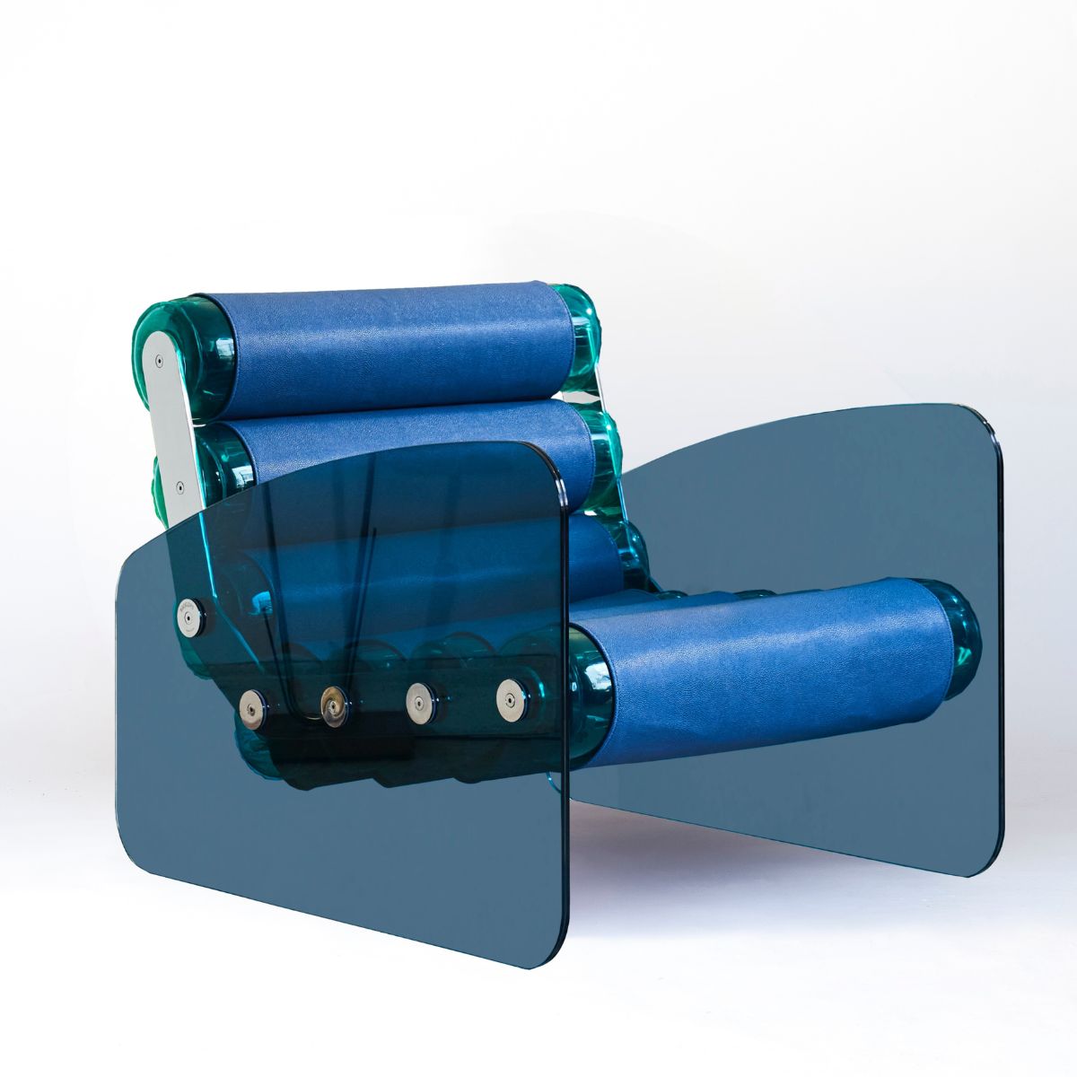 MW03 - Armchair with glass frame, blue