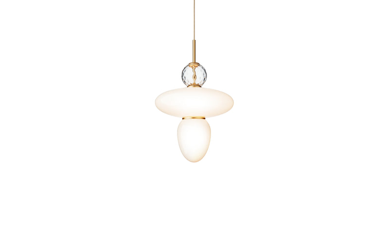 Rizzattoo 43 - Satin brass pendant light, opal