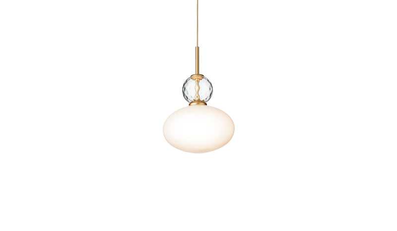 Rizzattoo 32 - Satin brass pendant light, opal