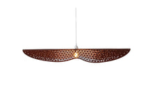 Bohemian pendant light Envole-moi, brown recycled leather, 105cm, standard bulb