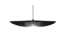 Bohemian pendant light Envole-moi, black recycled leather, 105cm, standard bulb