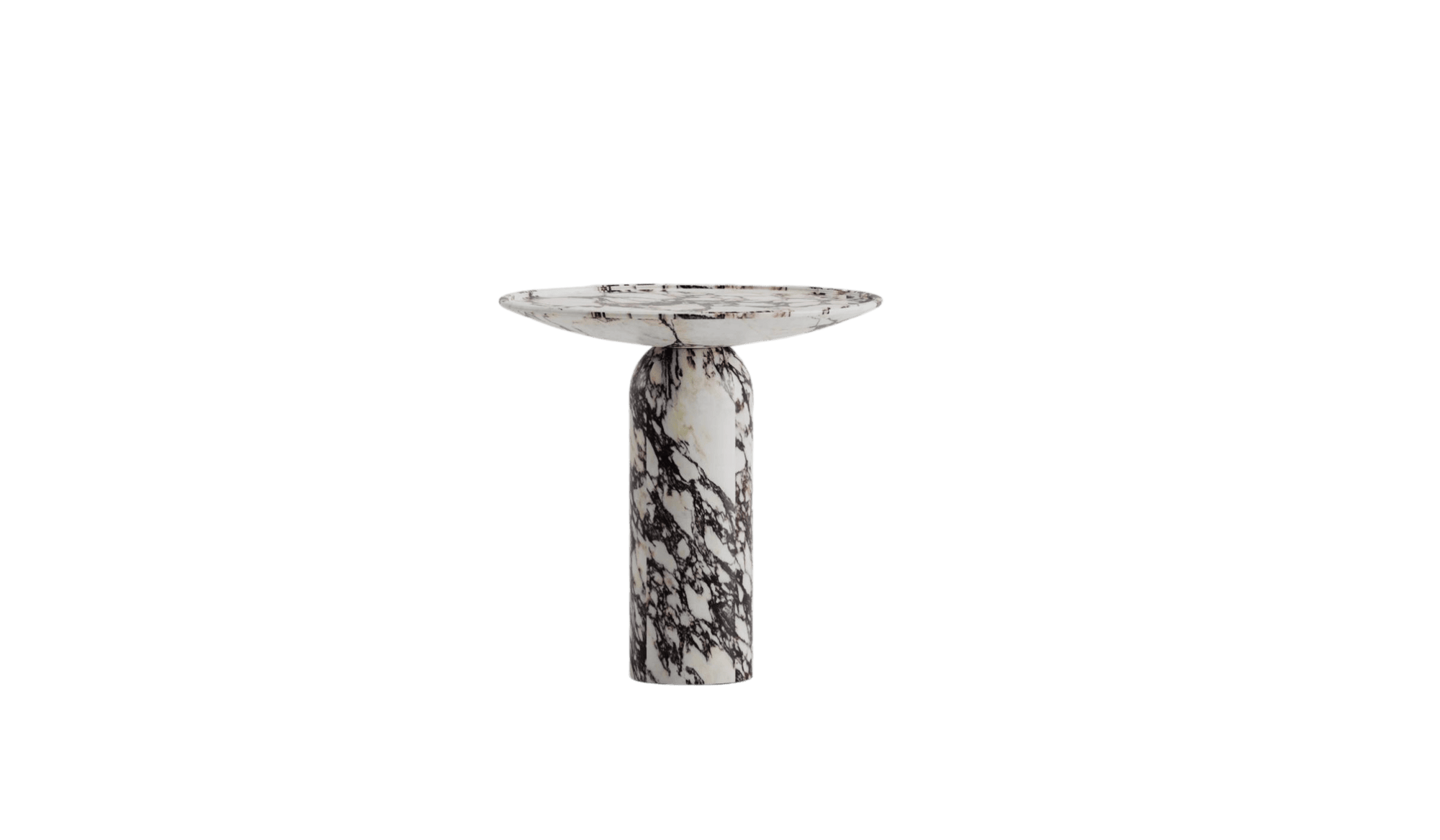 Tisbe luxury side table, in Calacatta Viola marble 