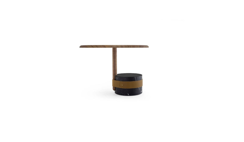 Table basse de luxe Champignon Medium, noyer & marbre noir Marquinia