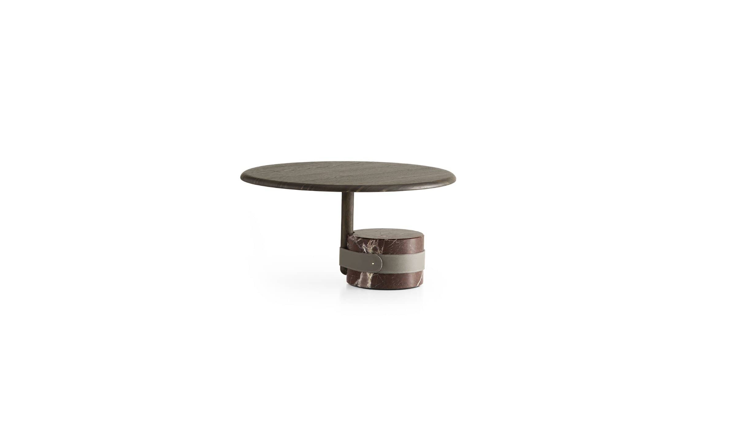 Luxury Champignon Basse coffee table, oak &amp; Rosso Lepanto marble