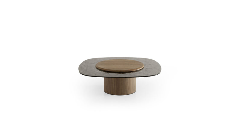 Italian design coffee table Egg Basse, in walnut &amp; glass