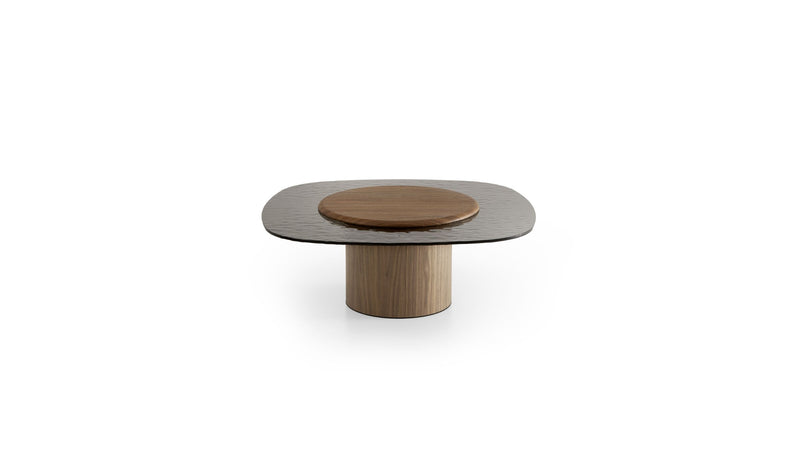 Italian design Egg High coffee table, in walnut &amp; glass