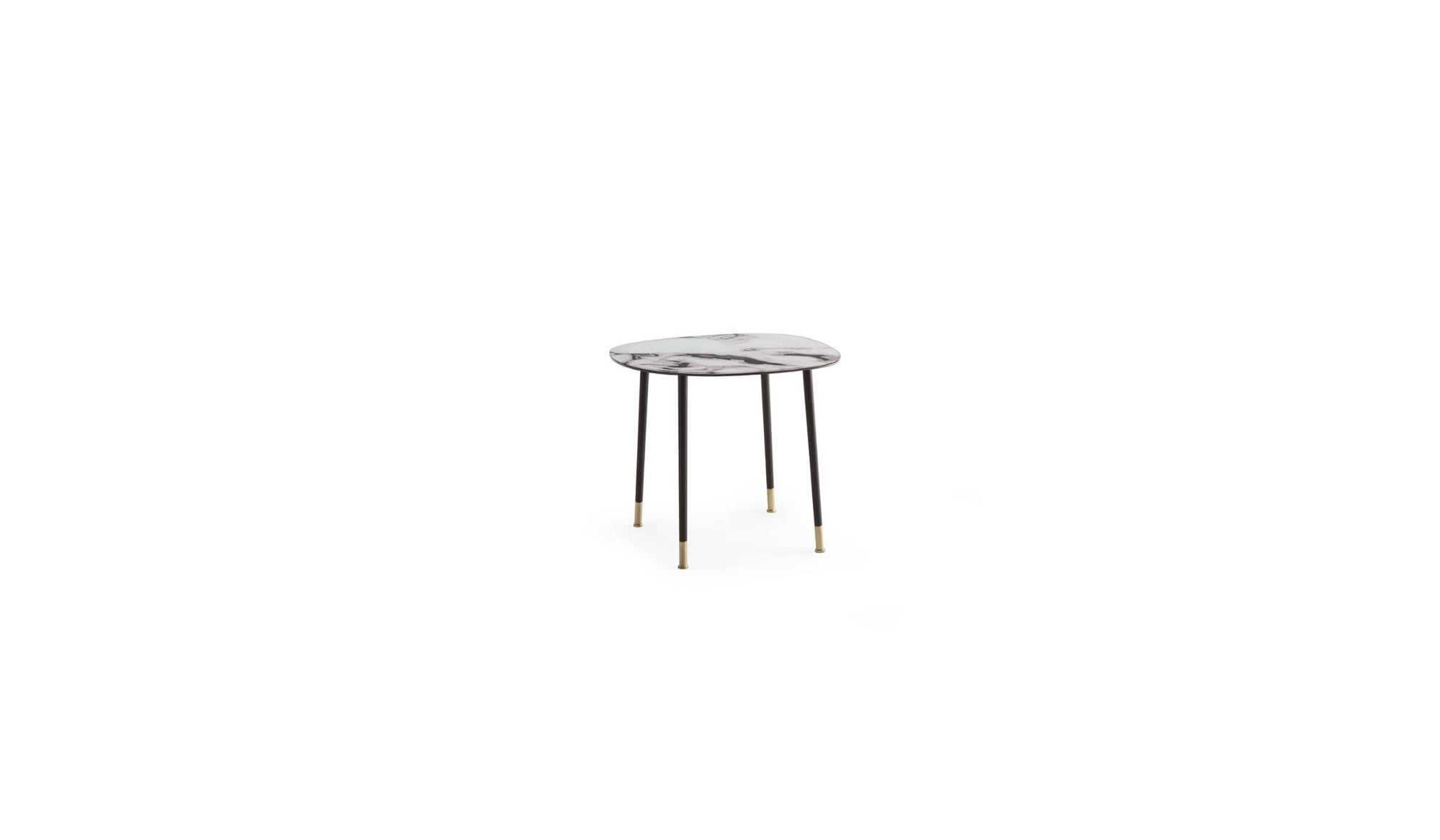 Pebble Petite designer side table, Trinity printed glass