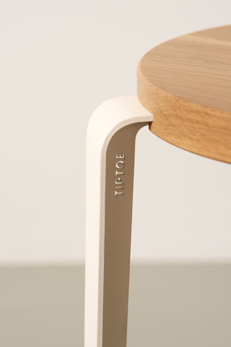 Tabouret enfant Lou en plastique recyclé, blanc crème