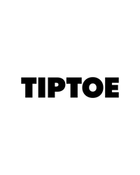 Logo “TIPTOE” en lettres capitales noires, police épaisse et sans empattement, sur fond transparent.