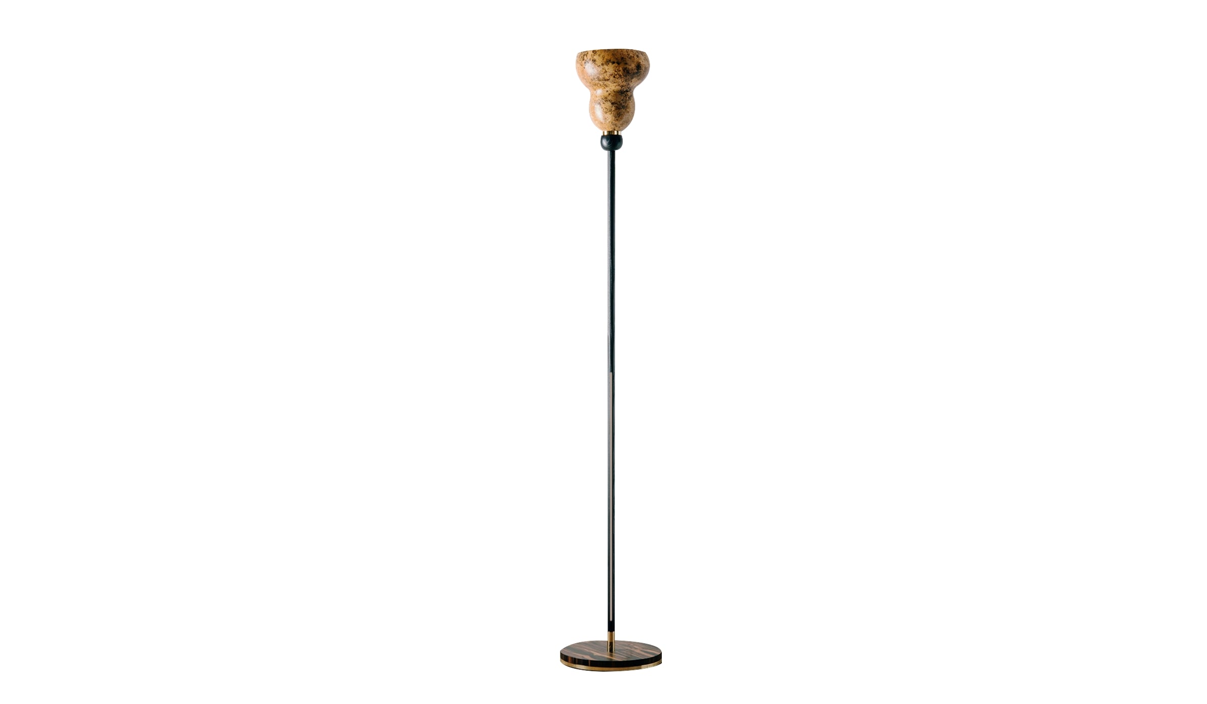 Tulip - Floor lamp, pumpkin lampshade and ash finish, black, brass