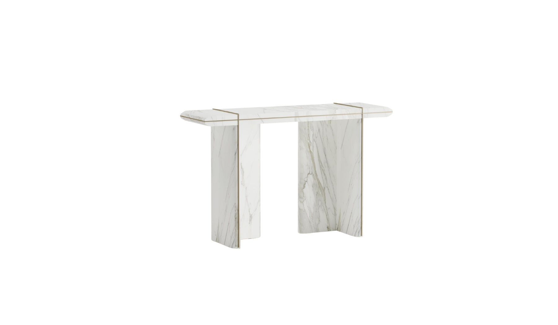 Andromeda - Minimalist design console in Carrara marble and chromed metal