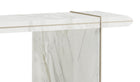 Andromeda minimalist design console, in Carrara marble and chromed metal