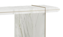 Andromeda minimalist design console, in Carrara marble and chromed metal