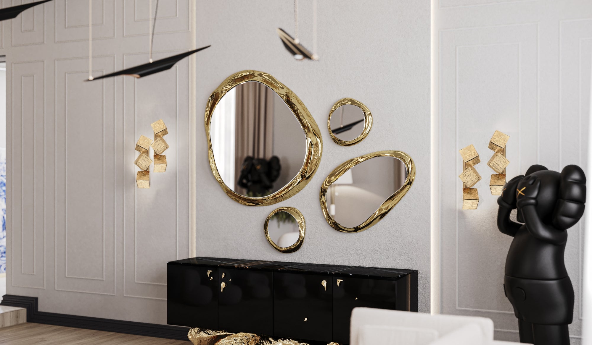 Cubic - Wall light, minimalist elegance in gold-plated brass