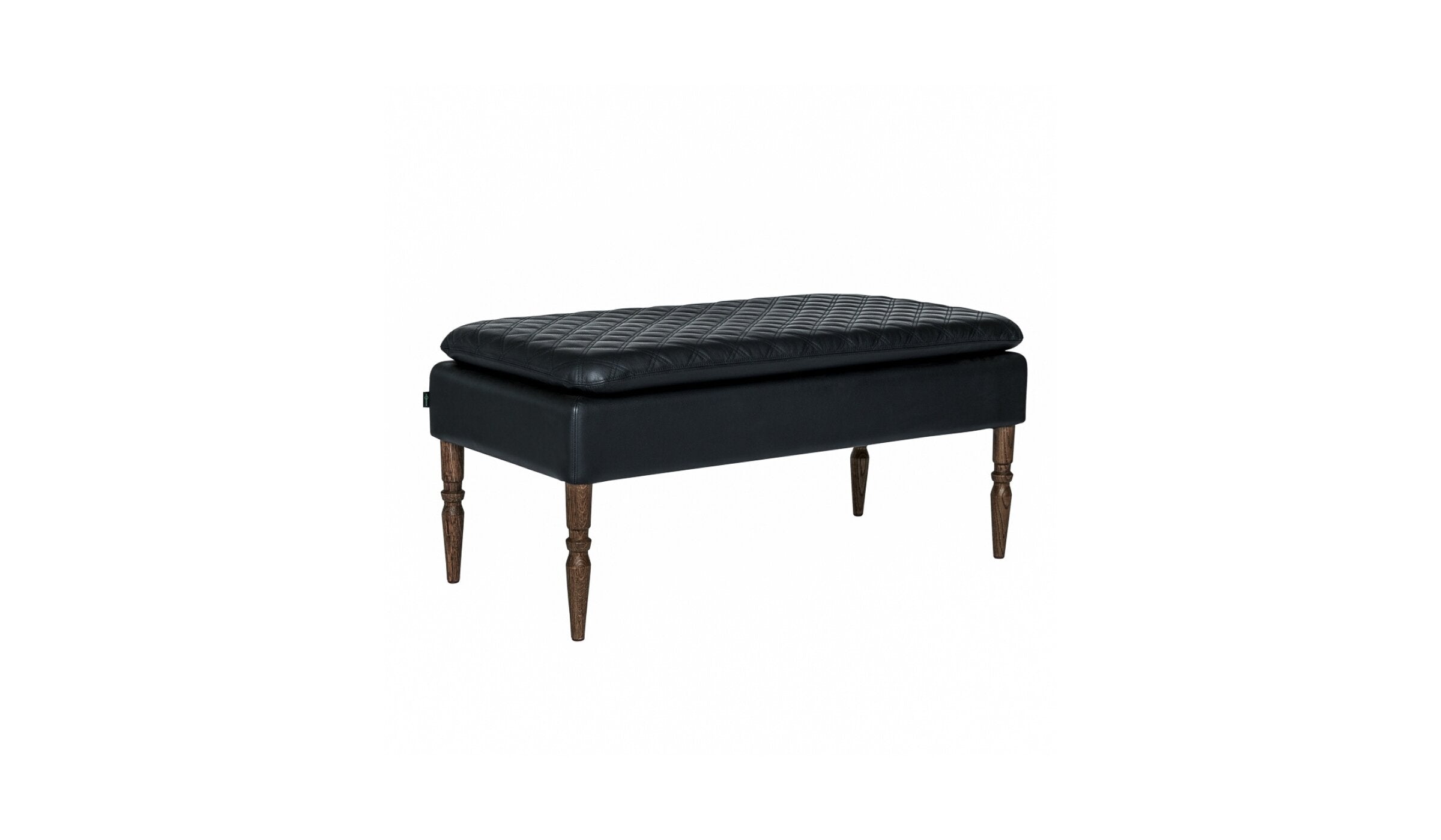 Tiny Bitch Upholstered Bench, Oak and Black Leather