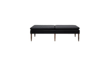 Lazy Bitch Upholstered Bench, Oak and Black Leather