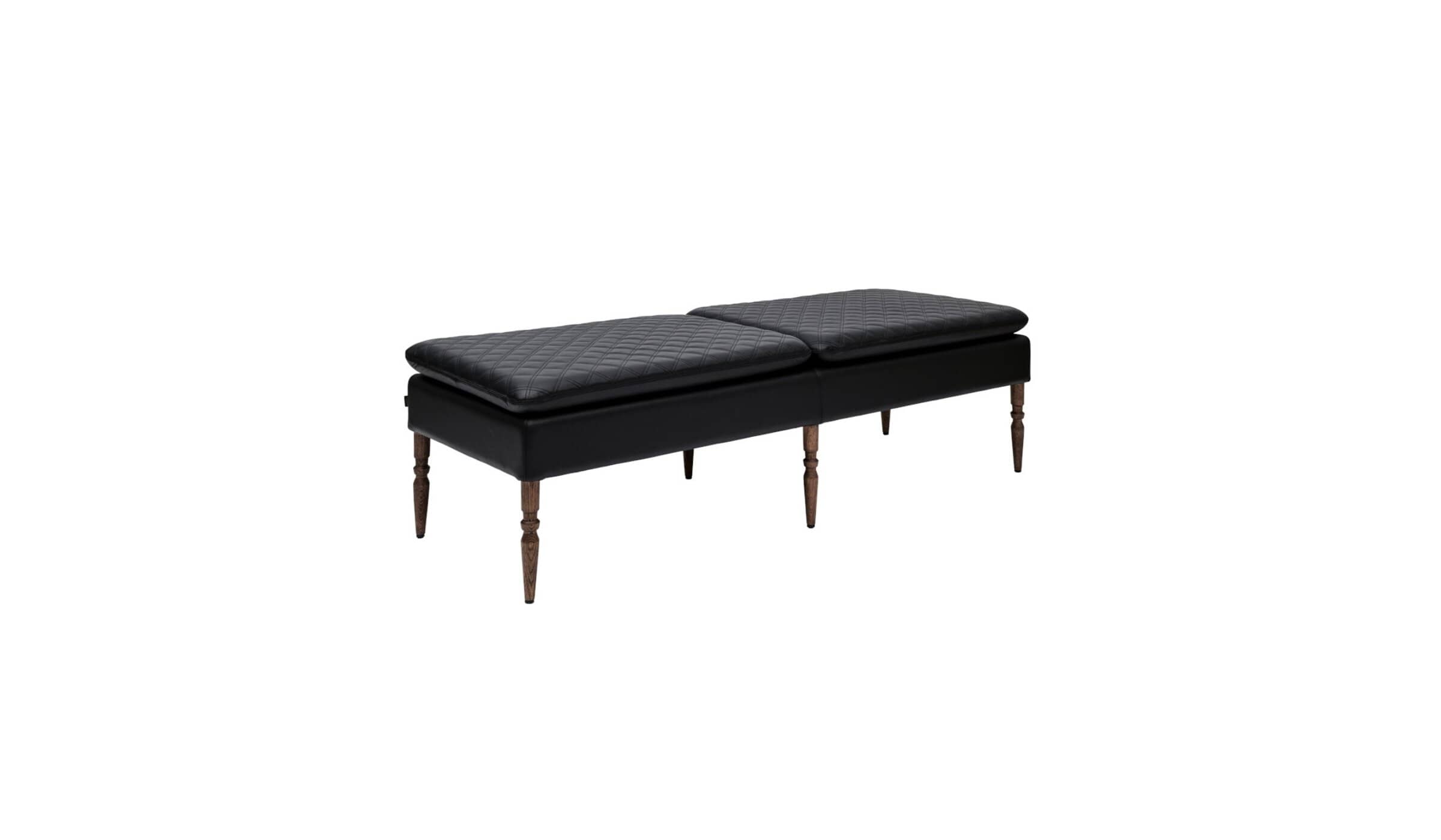 Lazy Bitch Upholstered Bench, Oak and Black Leather