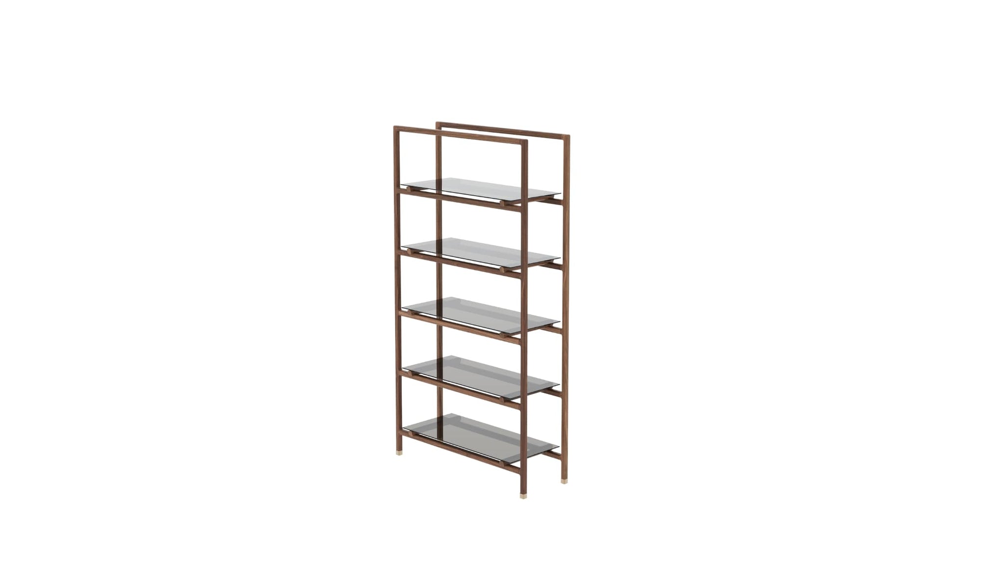 Large Float bookcase, in walnut and glass