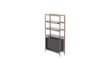 Large Float bookcase, in walnut and glass with cabinet