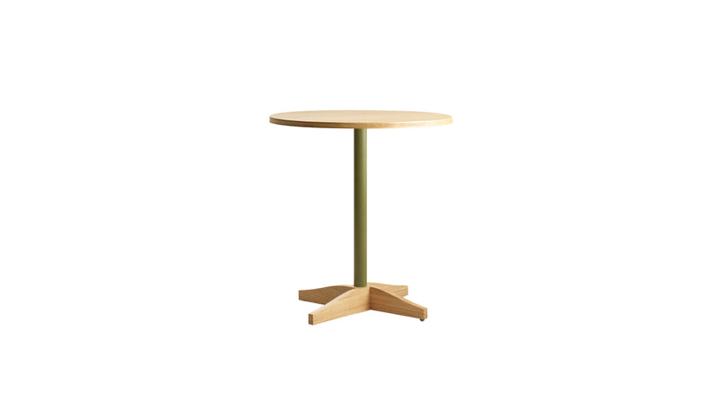 Table bistrot ronde Bibolina, Ø70 cm, chêne naturel et vert