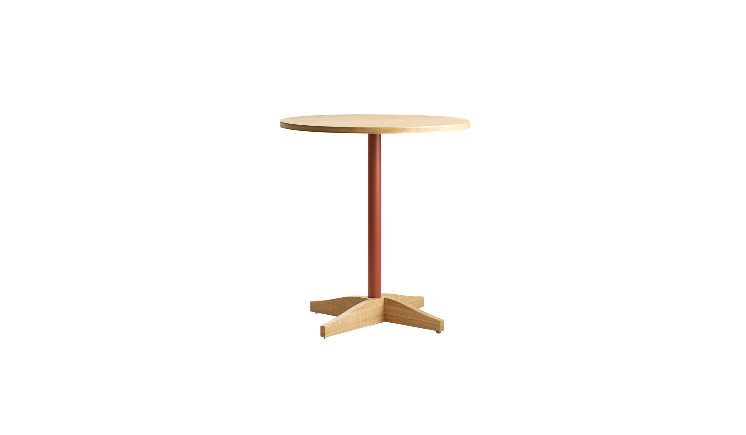 Table bistrot ronde Bibolina, Ø70 cm, chêne naturel et rouge