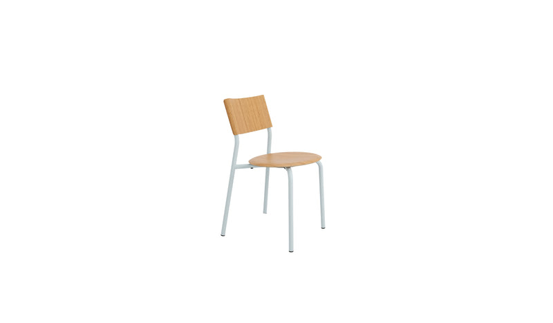 SSD chair in oak and pale blue steel