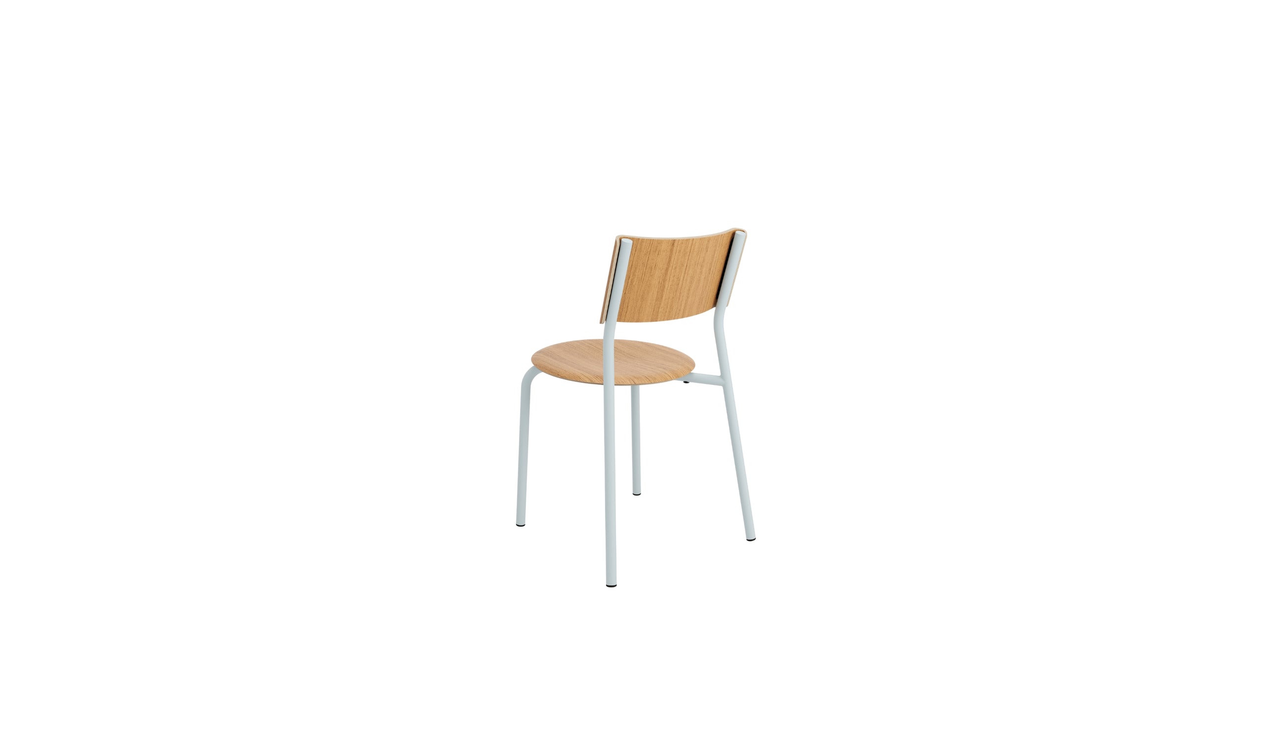SSD chair in oak and pale blue steel