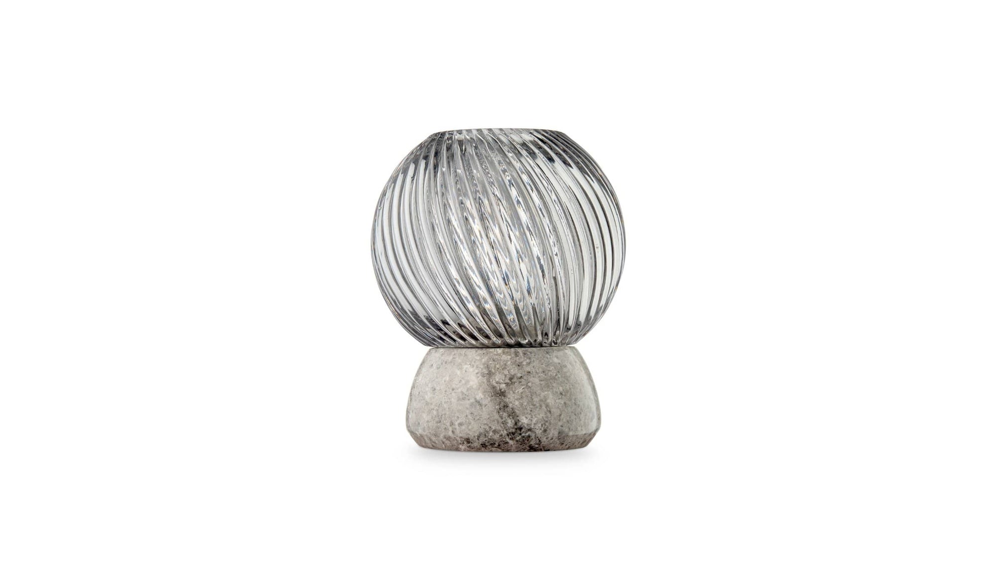 Twist of Marble candle holder, smoked glass and silver marble