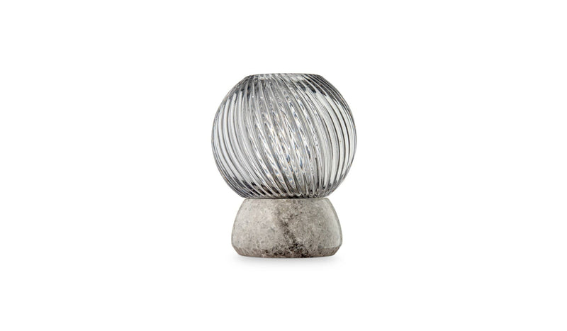 Bougeoir Twist of Marble, verre fumé et marbre argent