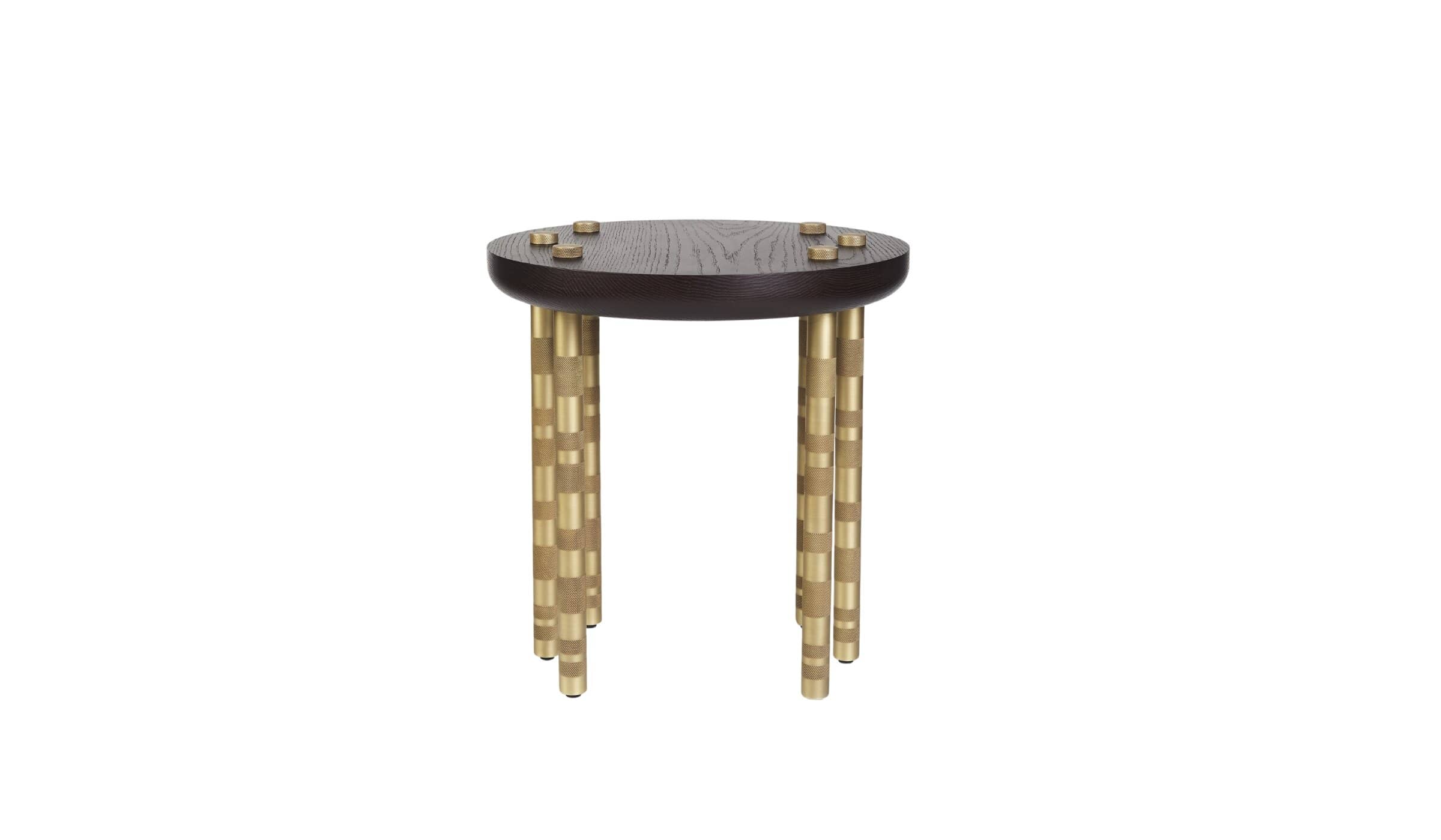 Ipanema Brilliant Wood and Brass Side Table