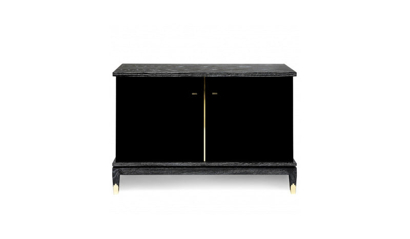 Elegant Anna wooden sideboard, in oak, sycamore and brass