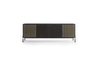 Canette wooden sideboard, 4 doors, oak &amp; sage nubuck leather