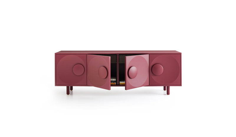 Bardot high-end Italian design sideboard, 4 doors, marsala red