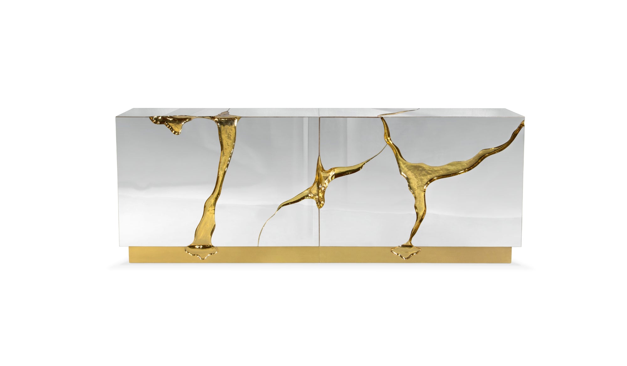 Lapiaz - Prestigious sideboard with mirror and brass finish