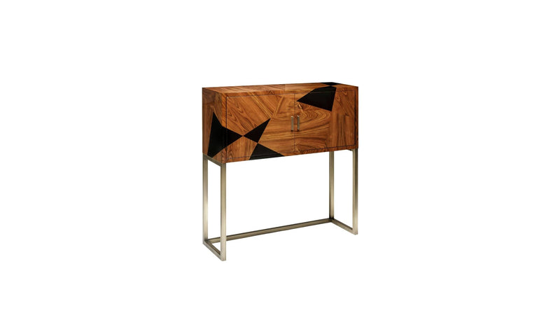 Buffet haut marqueterie Geometry, en bois de fer et laiton