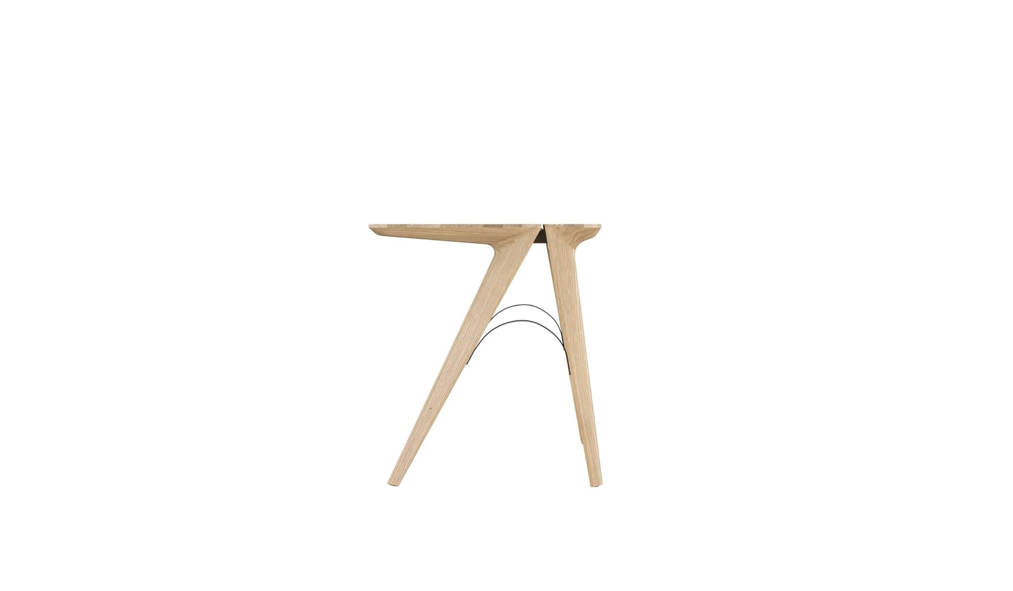 Bureau Bridge en bois massif de Wewood, modèle chêne, vue latérale gauche centrée sur fond blanc.