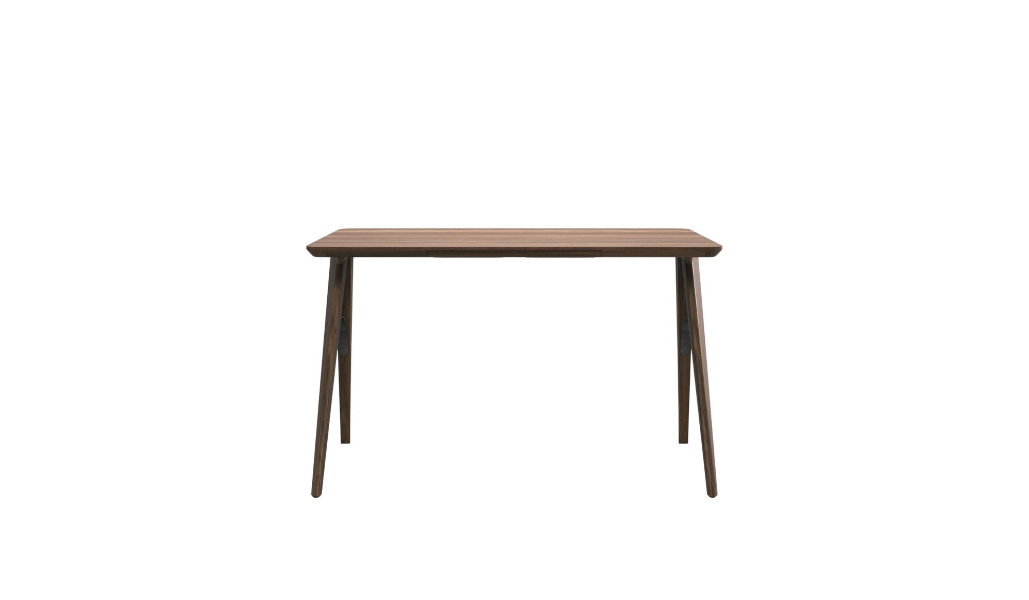 Bureau Bridge en bois massif de Wewood, modèle noyer, vue frontale centrée sur fond blanc.