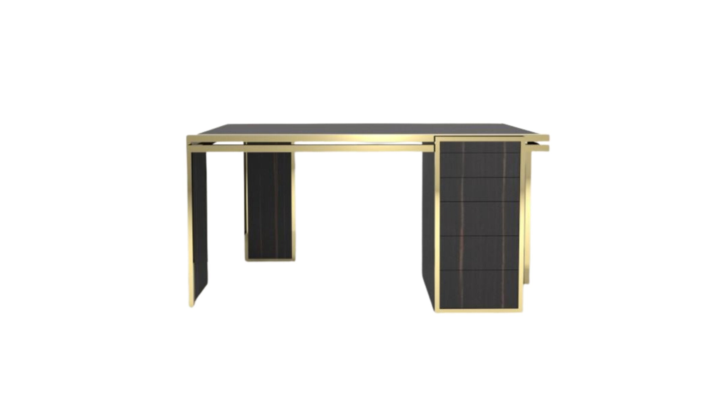 James luxury designer desk, in ebony wood and brass