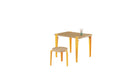 Children's desk, wooden top, sunny yellow steel legs