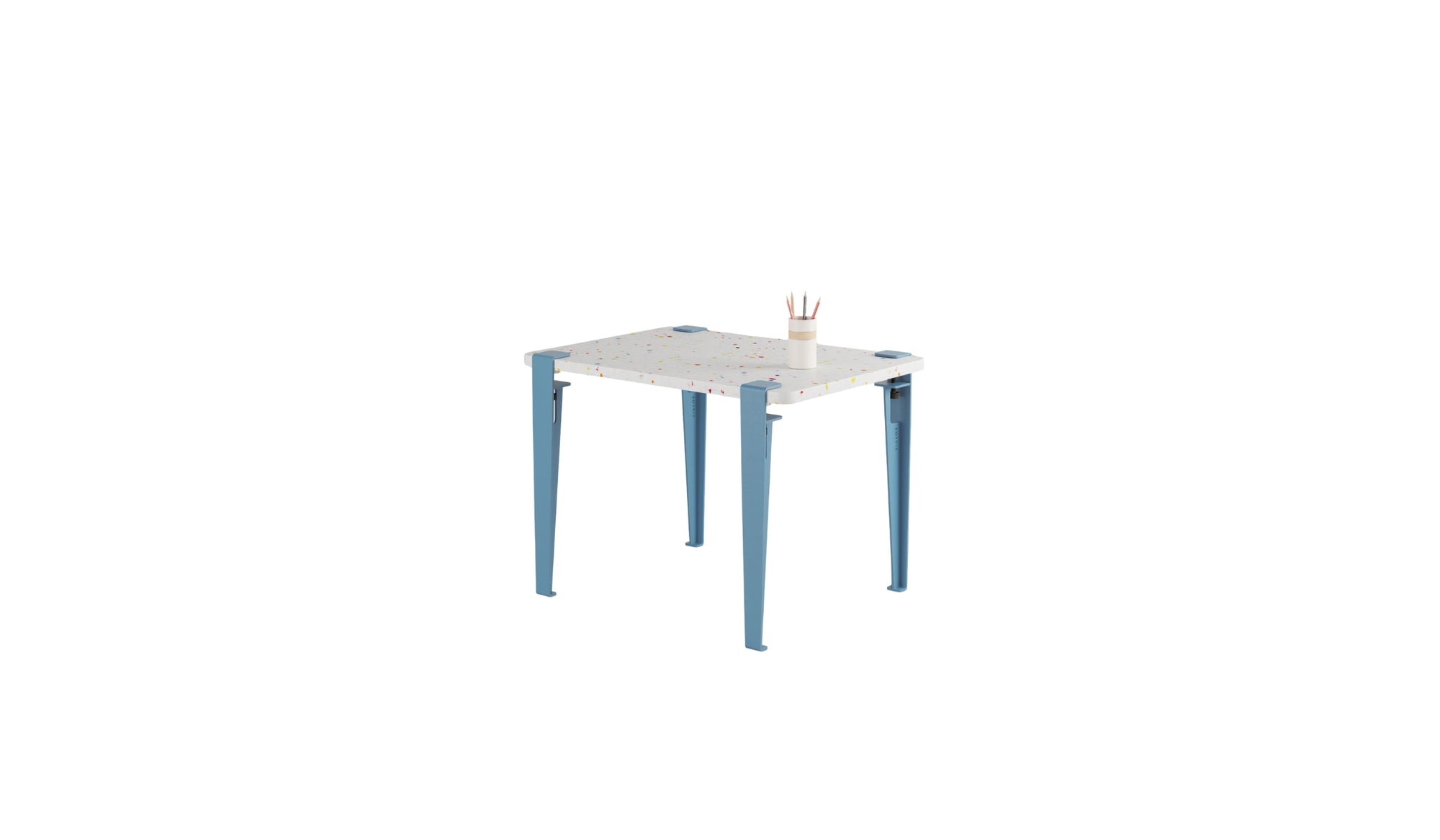 Children's desk, recycled plastic, whale blue steel legs
