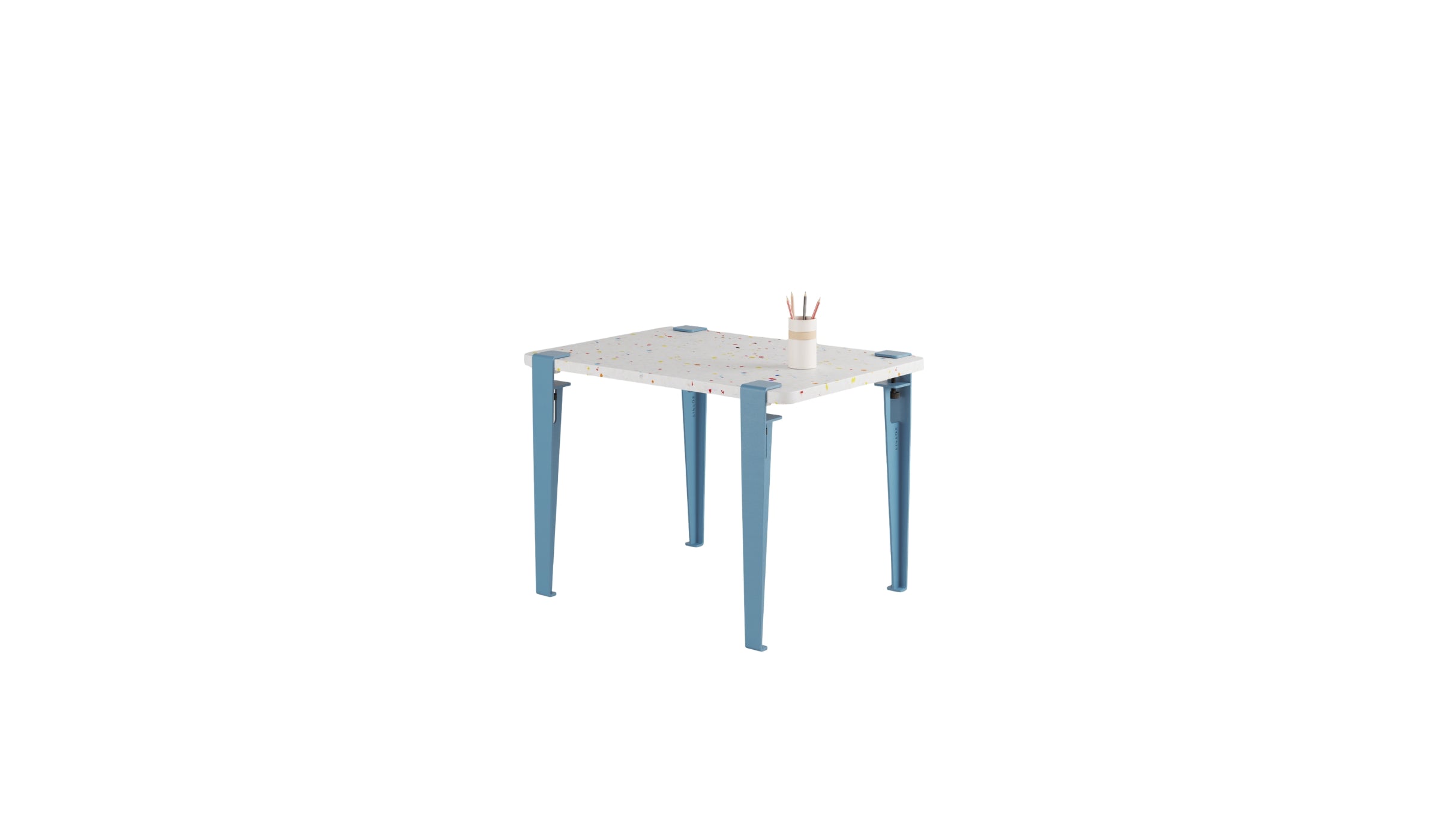 Children's desk, recycled plastic, whale blue steel legs