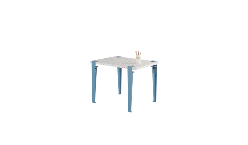 Children's desk, recycled plastic, whale blue steel legs