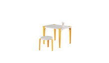 Bureau enfant, plastique recyclé, pieds en acier jaune soleil