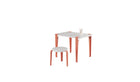 Bureau enfant, plastique recyclé, pieds en acier rose flamant