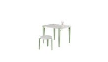 Bureau enfant, plastique recyclé, pieds en acier vert Dino