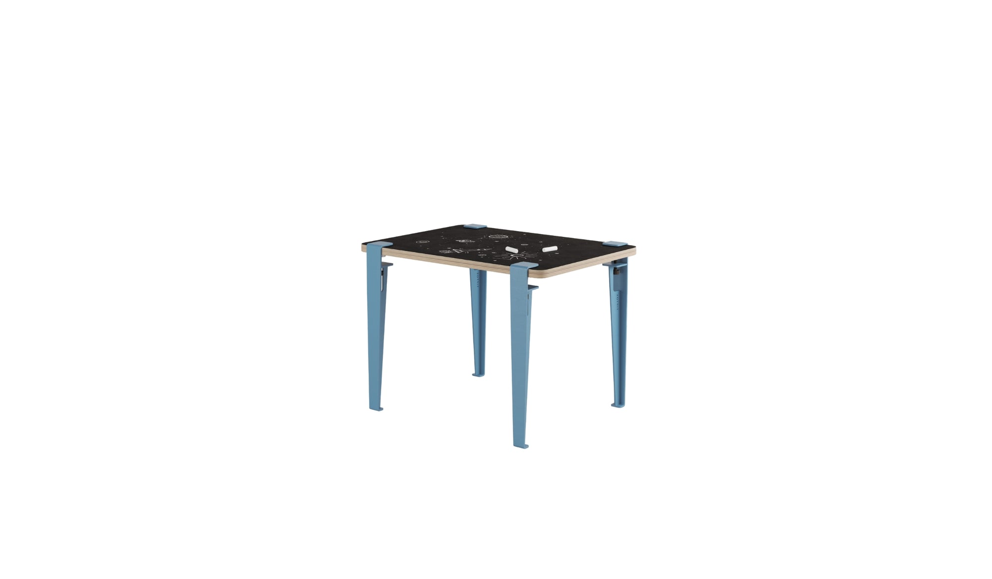 Children's desk, Vice-Versa slate, whale blue steel legs