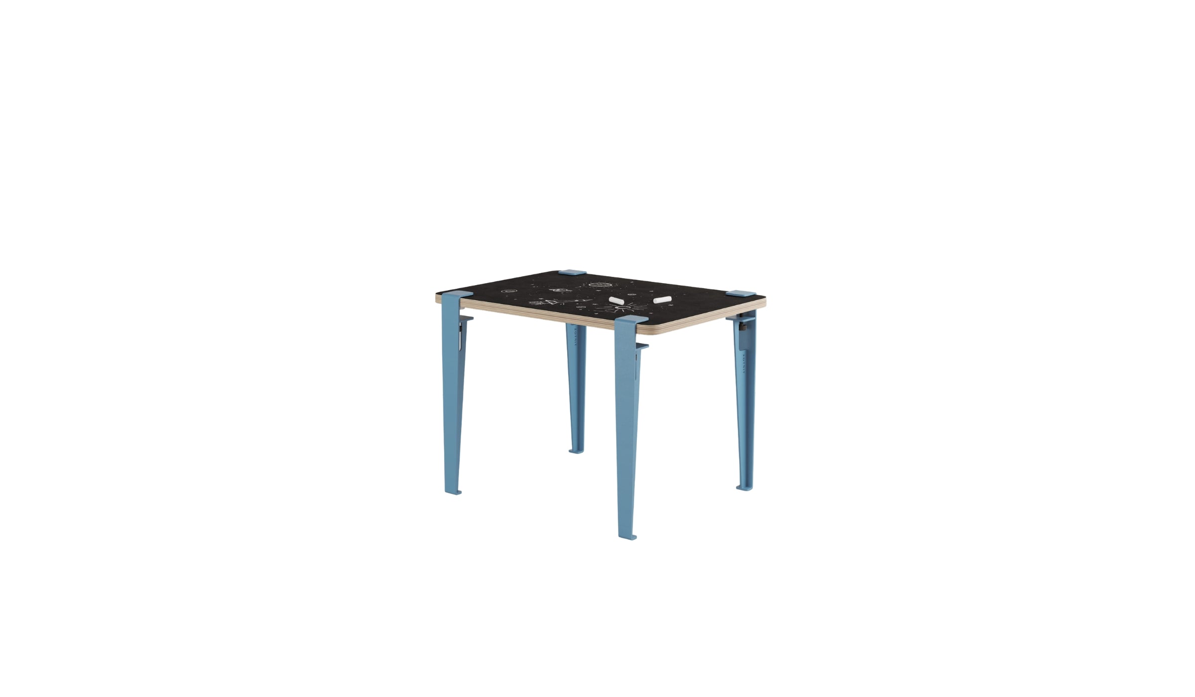 Children's desk, Vice-Versa slate, whale blue steel legs