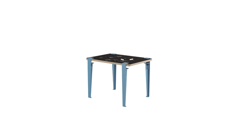 Children's desk, Vice-Versa slate, whale blue steel legs