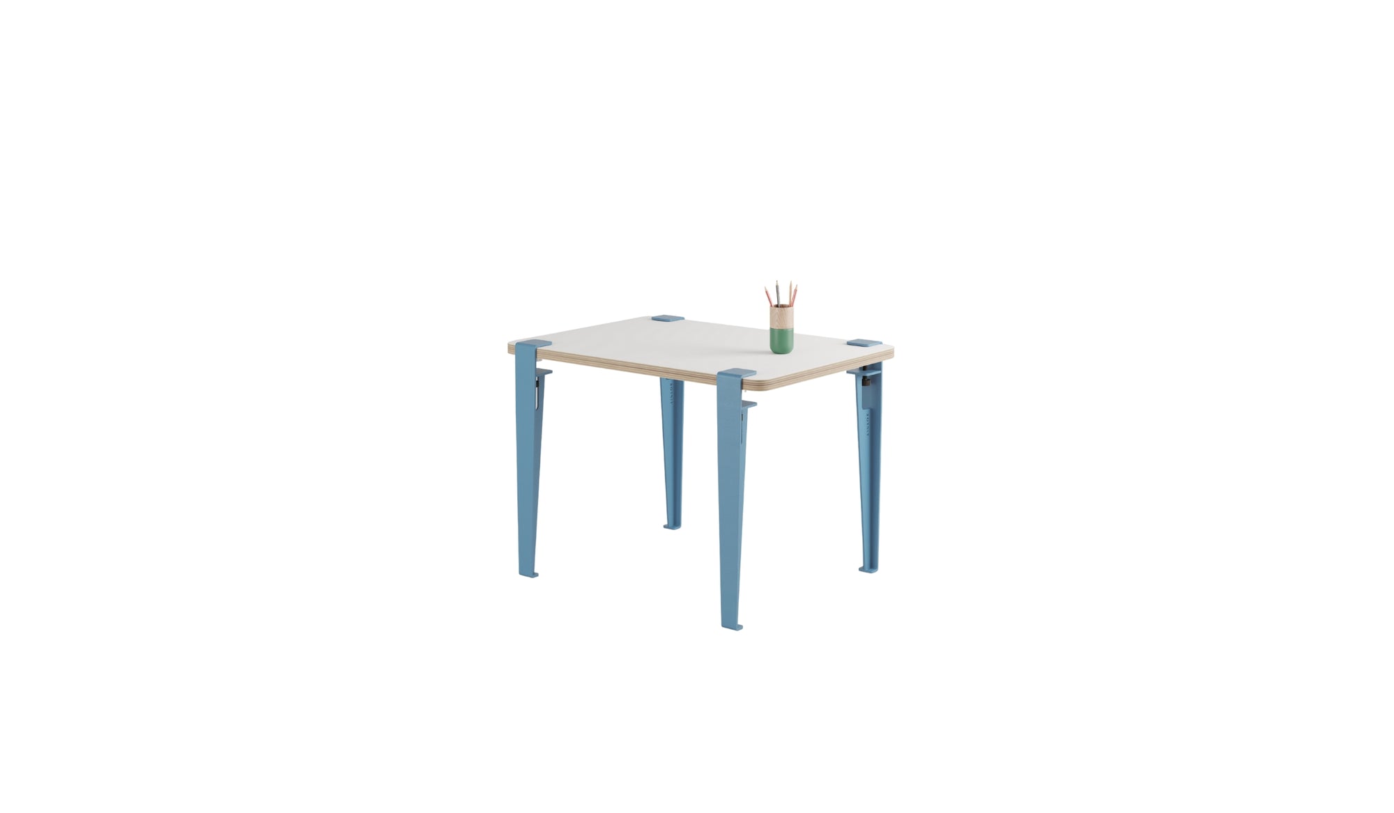 Children's desk, Vice-Versa slate, whale blue steel legs